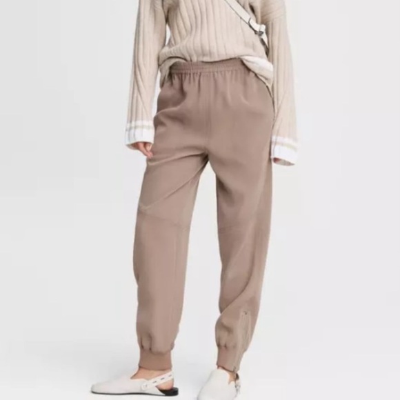 RAG & BONE Crepe High Waisted Zip Cuff Tan Jogger Pants M - Picture 2 of 5